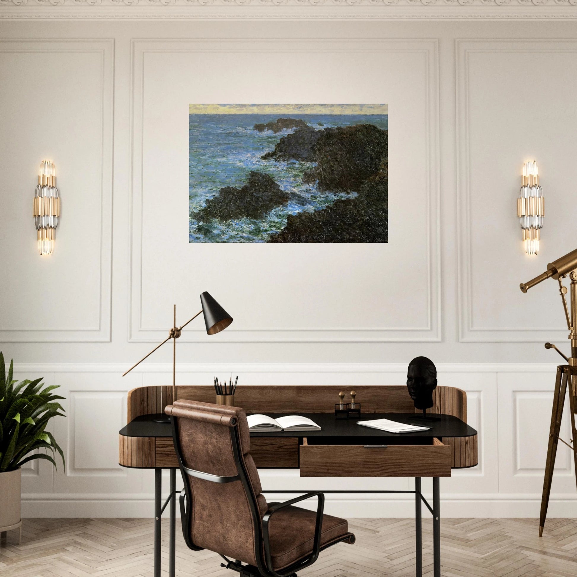 The rocks of Belle-Ile - claude monet Brushed Aluminum Print - 70x100 cm / 28x40 inches | claude monet Aluminum Print | claude monet Prints
