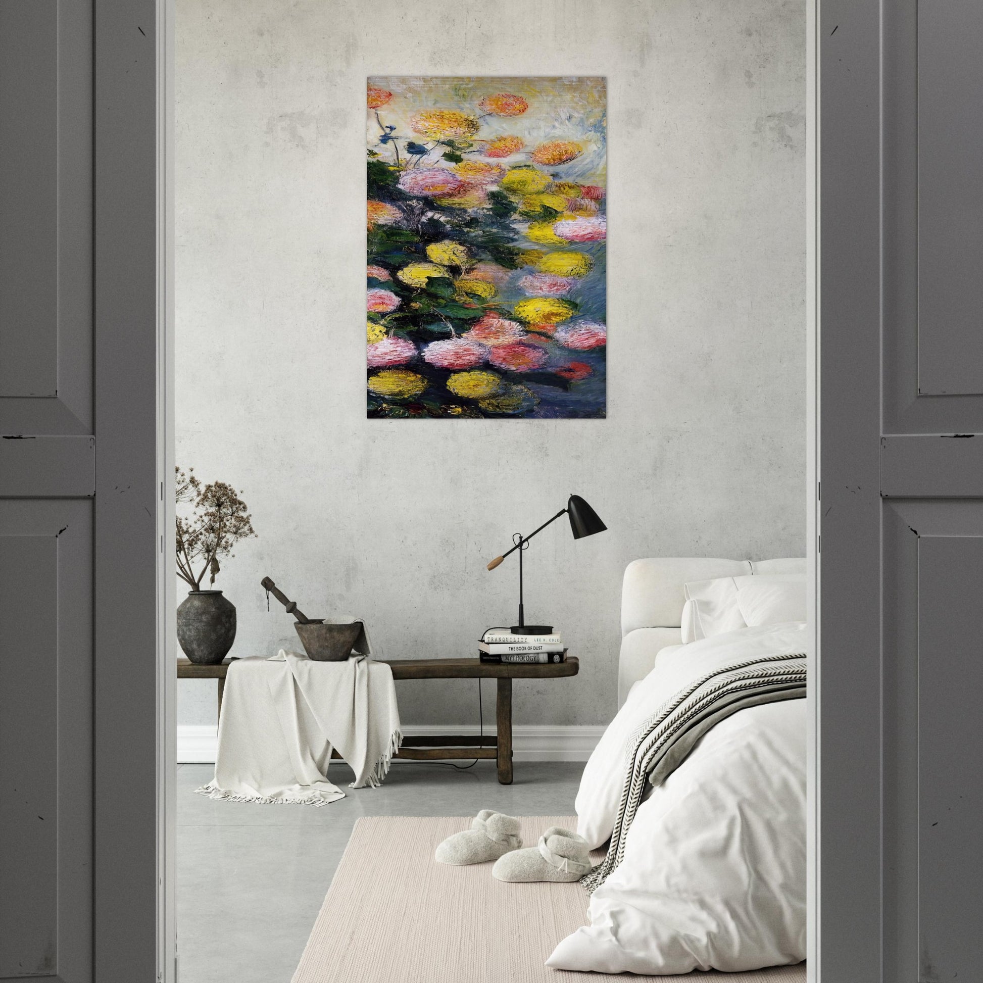 Dahlias 2 - claude monet Brushed Aluminum Print - 70x100 cm / 28x40 inches | claude monet Aluminum Print | claude monet Prints