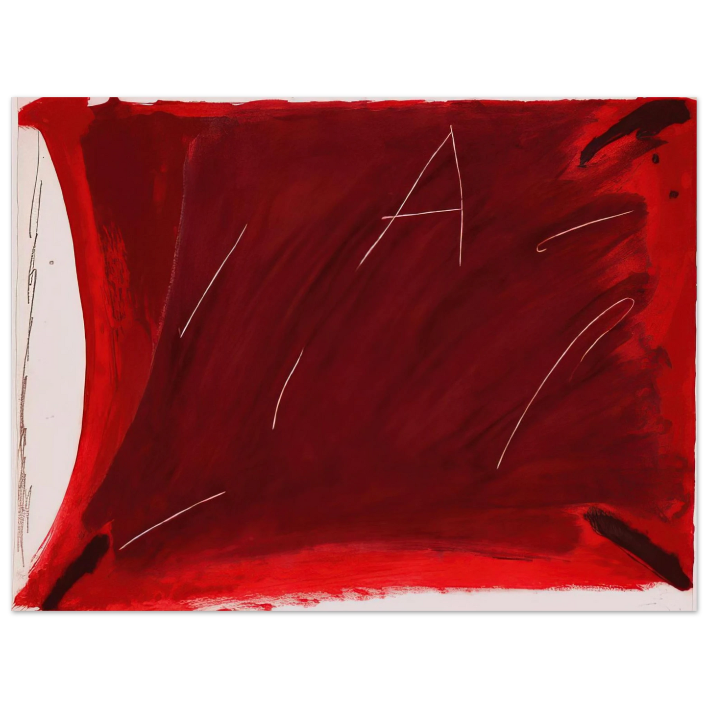 Antoni Tapies - NEGRE I ROIG V A DAMUNT VERMELL 1976  75x100 cm / 30x40inches Fine Art Poster