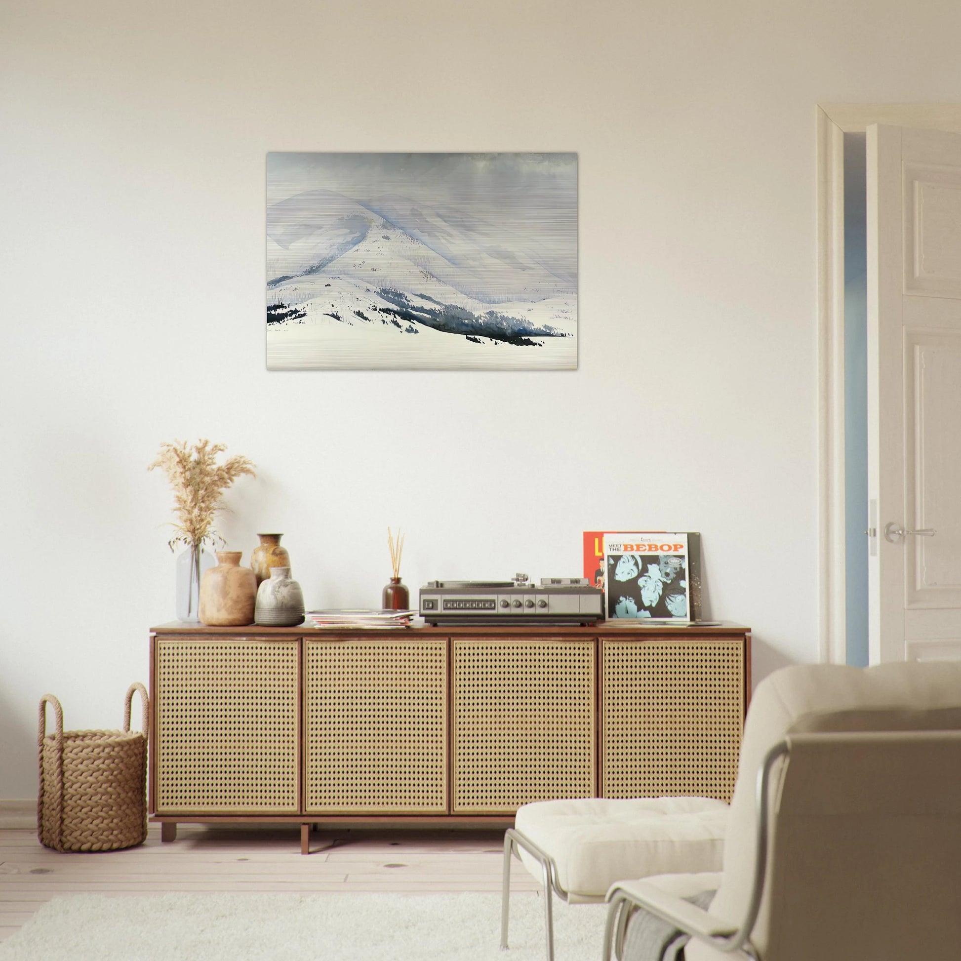 Snowy Mountain - Eyvind Earle Brushed Aluminum Print - 70x100 cm / 28x40 inches | Eyvind Earle Aluminum Print | Eyvind Earle Prints
