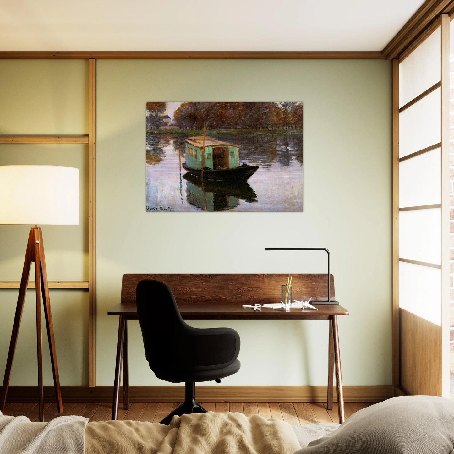 The Studio-Boat - claude monet Brushed Aluminum Print - 70x100 cm / 28x40 inches | claude monet Aluminum Print | claude monet Prints
