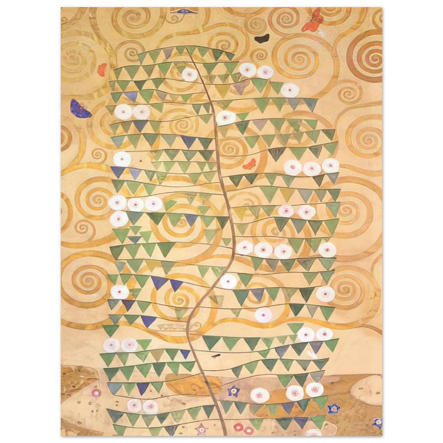 Gustav Klimt - CARTOON FOR THE FRIEZE OF THE VILLA STOCLET IN BRUSSELS RIGHT PART OF THE TREE OF LIFE 1909  75x100 cm / 30x40inches Fine Art Poster