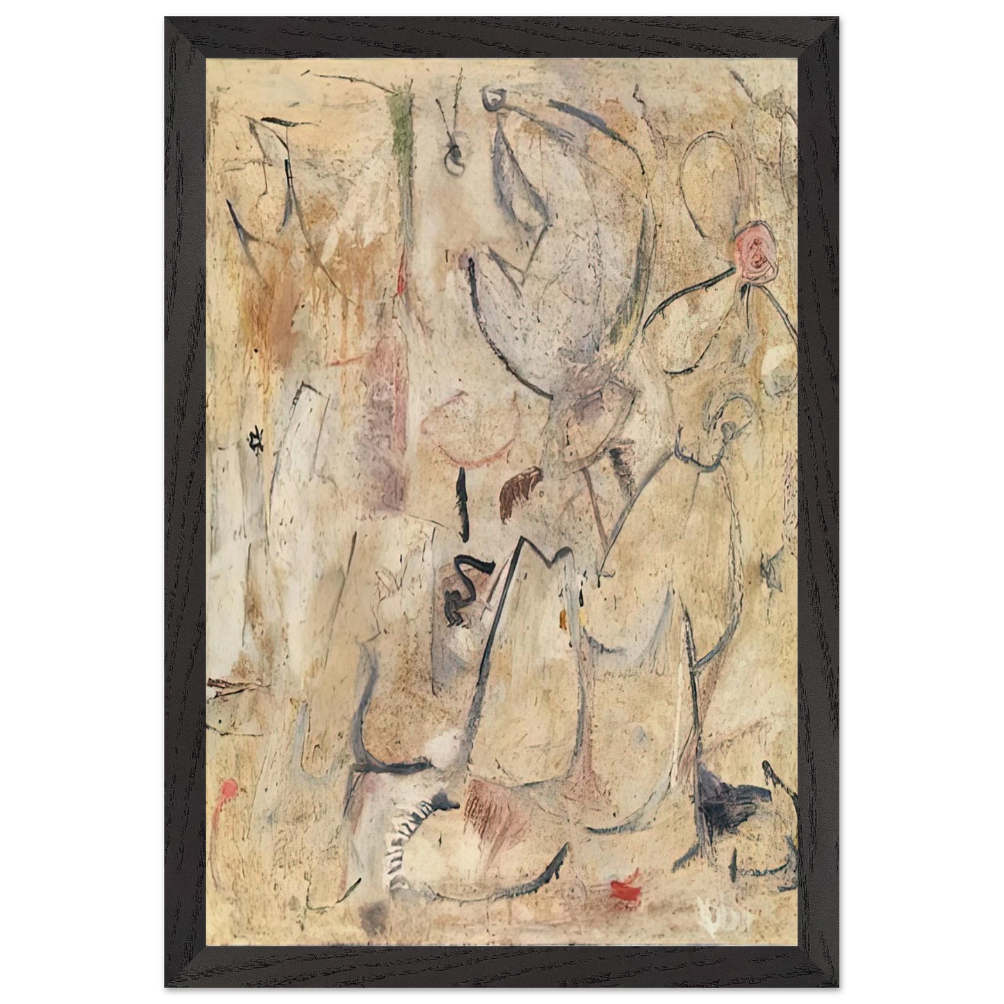 Helen Frankenthaler - Beach, 1950- Wall Art - 21x29.7 cm / 8x12" - Premium Wooden Framed Poster With Fine Art Paper-canvas - White frame