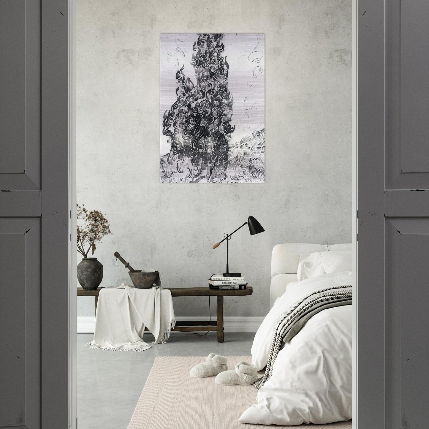 Cypresses - Vincent van Gogh Brushed Aluminum Print - 70x100 cm / 28x40 inches | Vincent van Gogh Aluminum Print | Vincent van Gogh Prints