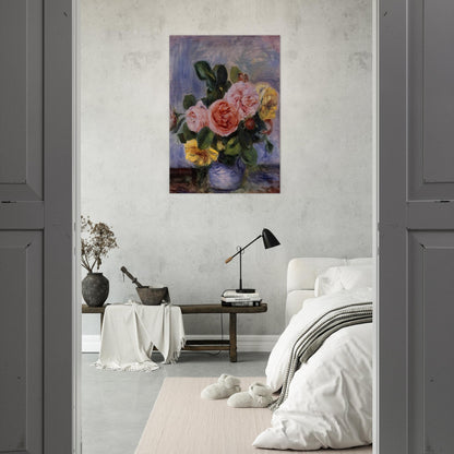 Roses in a Vase - Pierre-Auguste Renoir Brushed Aluminum Print - 70x100 cm / 28x40 inches | Pierre-Auguste Renoir Aluminum Print | Pierre-Auguste Renoir Prints