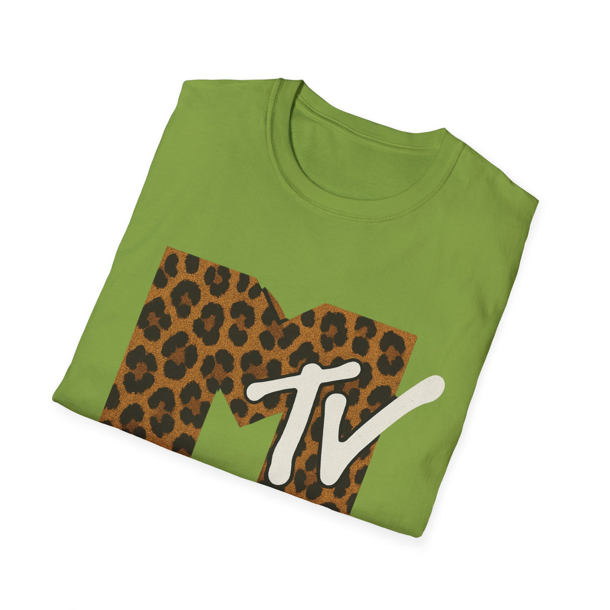 Vintage MTV T-Shirt mit Leopardenmuster, Retro-Musik- und Fernseh-Look der 80er und 90er Jahre, Unisex-Rock-Shirt mit Tiermotiv
