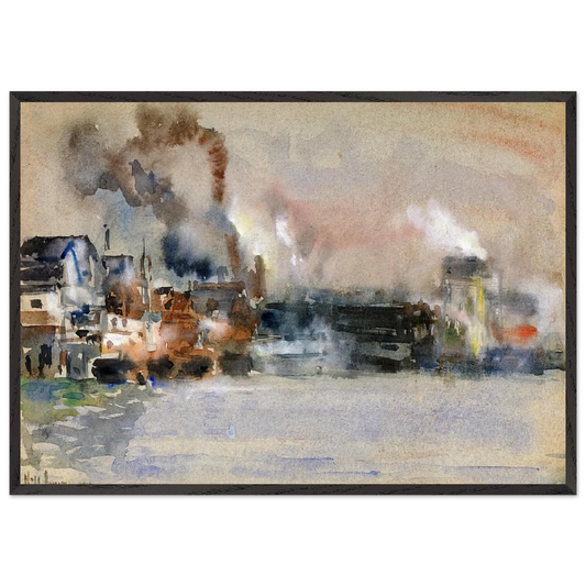 Portland Harbor - Childe Hassam 70x100 cm / 28x40 inches Framed Art Print – Black Wooden Frame