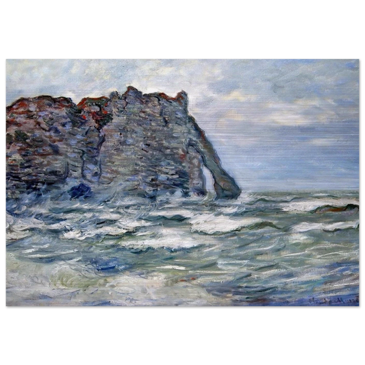 Port d`Aval, Rough Sea - claude monet Brushed Aluminum Print - 70x100 cm / 28x40 inches | claude monet Aluminum Print | claude monet Prints