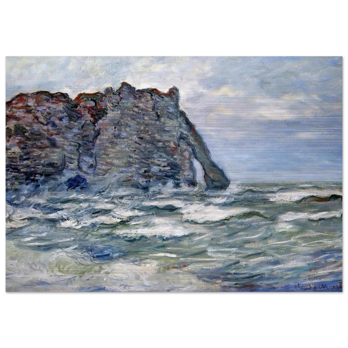 Port d`Aval, Rough Sea - claude monet Brushed Aluminum Print - 70x100 cm / 28x40 inches | claude monet Aluminum Print | claude monet Prints
