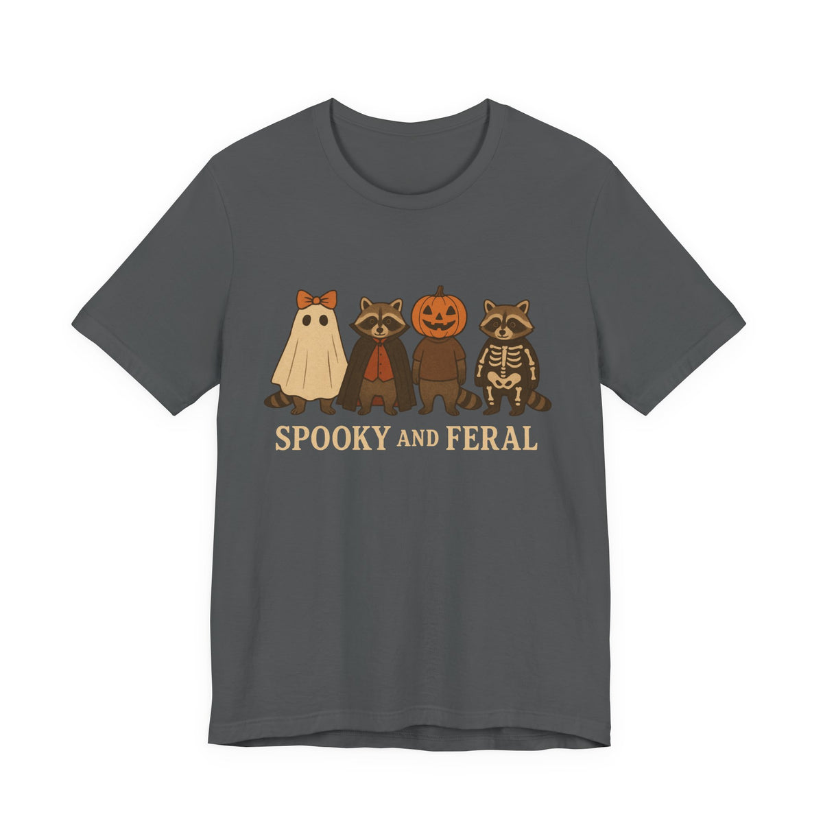 Gruseliges Waschbär-Shirt, lustiges Halloween-T-Shirt mit Grafik, süßes Vintage-Herbst-T-Shirt, trendiges Damen-Halloween-Shirt, T-Shirt mit wildem Waschbär-Motiv