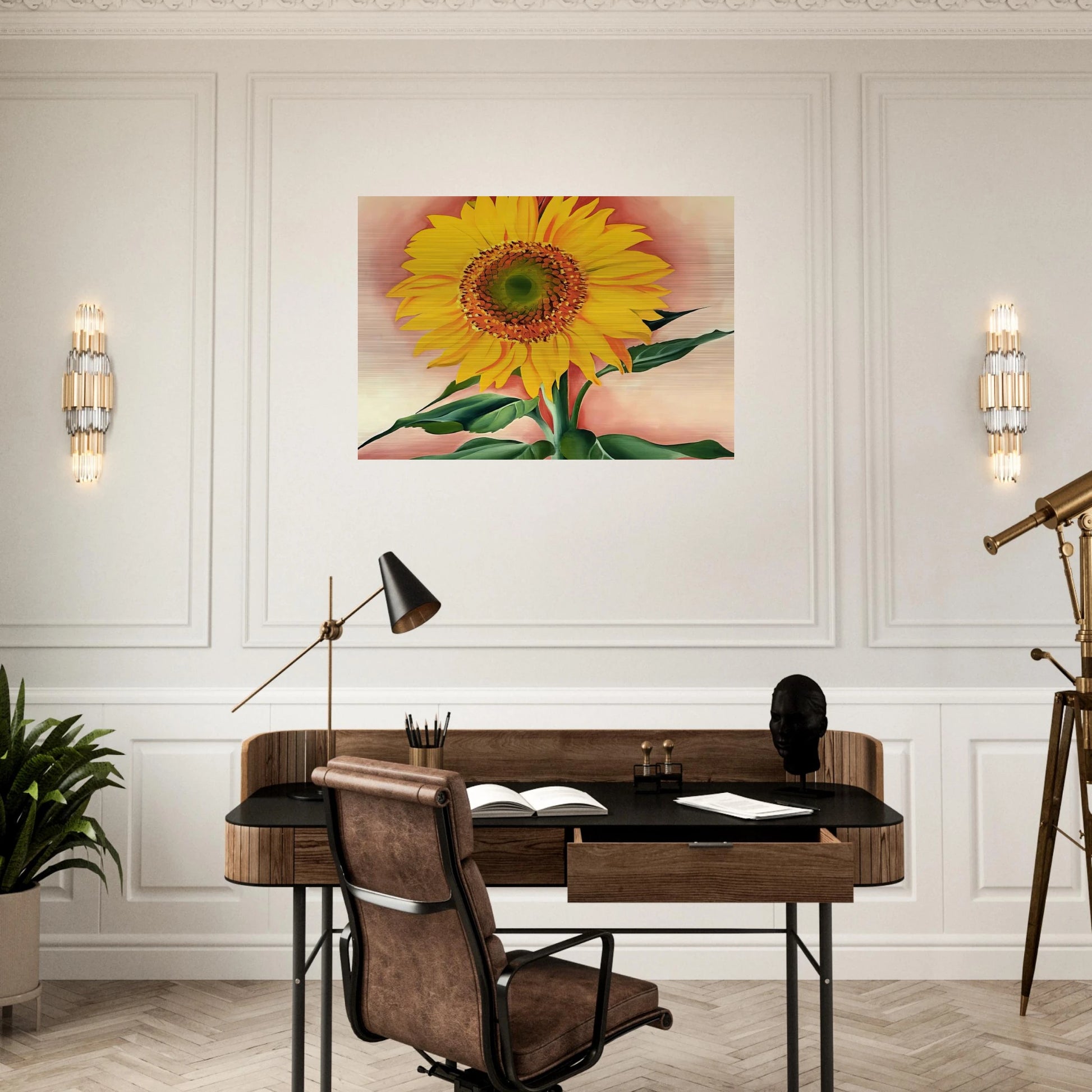 A Sunflower from Maggie - Georgia O'Keeffe Brushed Aluminum Print - 70x100 cm / 28x40 inches | Georgia O'Keeffe Aluminum Print | Georgia O'Keeffe Prints