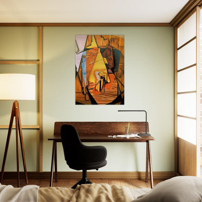 A MAN IN A CAFE 1914 - Juan Gris Brushed Aluminum Print - 70x100 cm / 28x40 inches | Juan Gris Aluminum Print | Juan Gris Prints