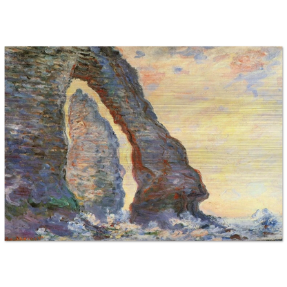 The Rock Needle Seen through the Porte d'Aval - claude monet Brushed Aluminum Print - 70x100 cm / 28x40 inches | claude monet Aluminum Print | claude monet Prints