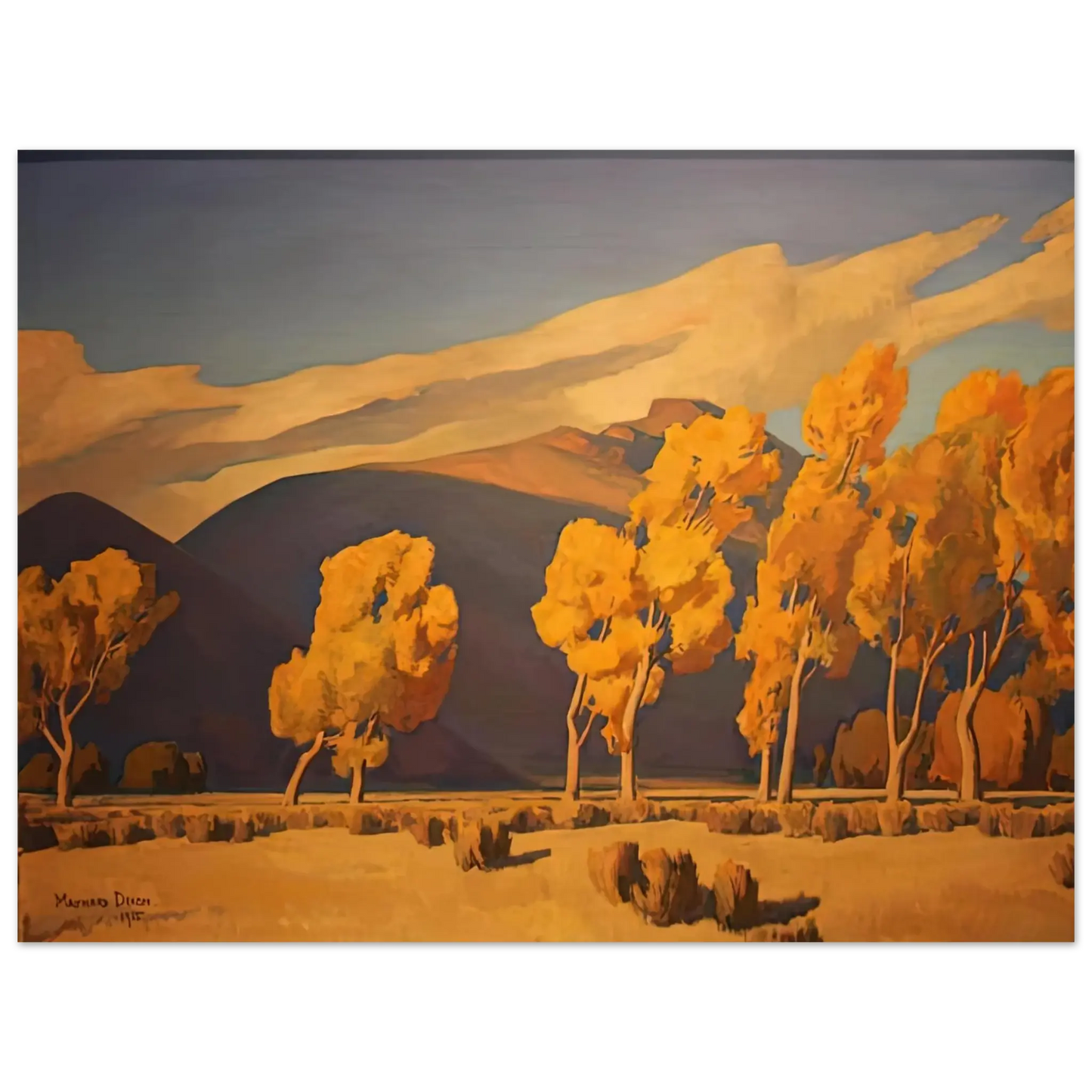 Maynard Dixon - NOVEMBER IN NEVADA 1935 Wall art - 15x20 cm / 6x8 Inches - Premium Wooden Framed Poster With Fine Art Paper - White frame