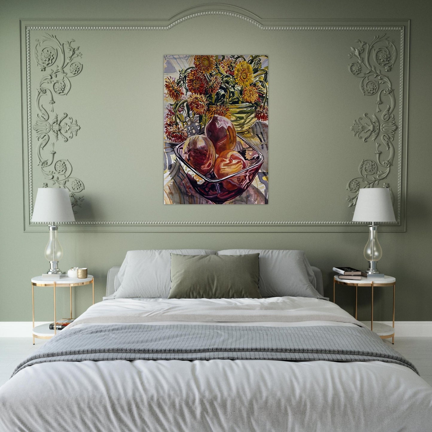PEACHES AND STRAWFLOWERS 1990 - Janet Fish Brushed Aluminum Print - 70x100 cm / 28x40 inches | Janet Fish Aluminum Print | Janet Fish Prints