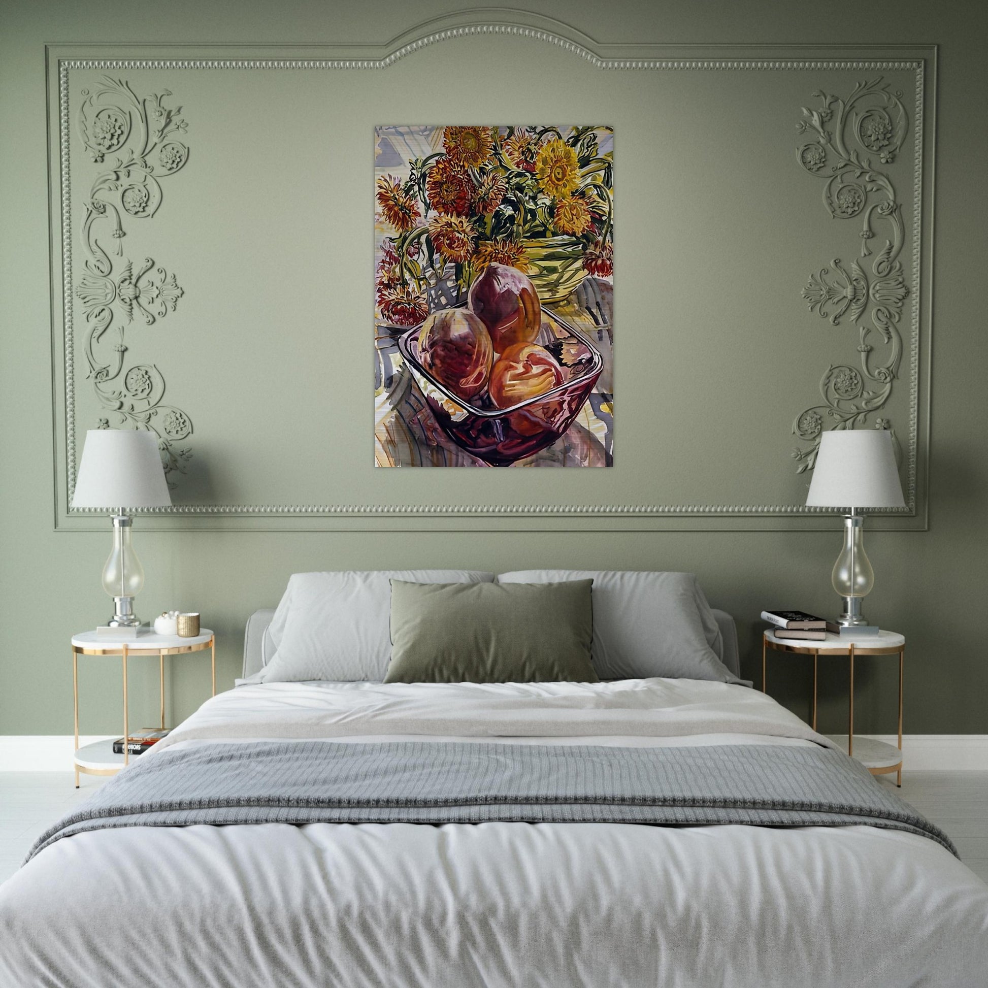 PEACHES AND STRAWFLOWERS 1990 - Janet Fish Brushed Aluminum Print - 70x100 cm / 28x40 inches | Janet Fish Aluminum Print | Janet Fish Prints
