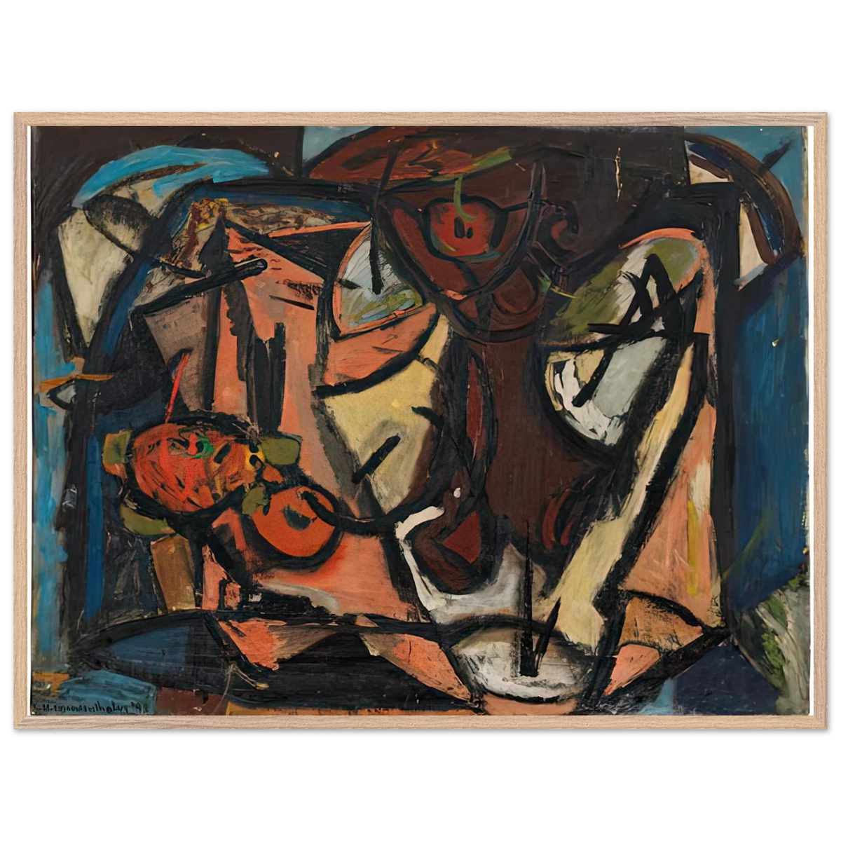 Helen Frankenthaler - Still Life, 1948- Wall Art - 21x29.7 cm / 8x12" - Premium Wooden Framed Poster With Fine Art Paper-canvas - Wood frame