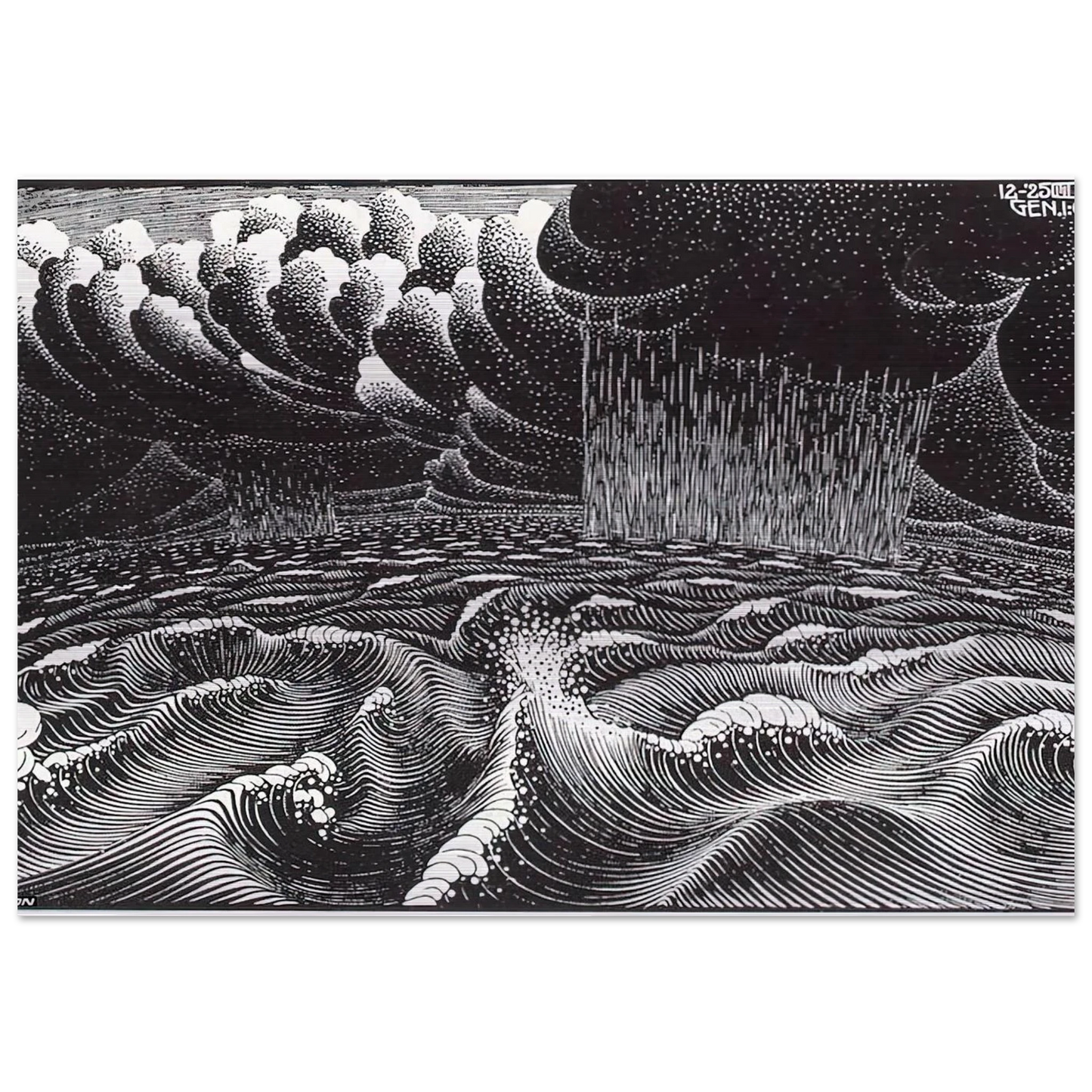 THE 2ND DAY OF THE CREATION - MC Escher Brushed Aluminum Print - 70x100 cm / 28x40 inches | MC Escher Aluminum Print | MC Escher Prints