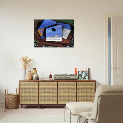 GUITAR ON A TABLE 1915 - Juan Gris Brushed Aluminum Print - 70x100 cm / 28x40 inches | Juan Gris Aluminum Print | Juan Gris Prints