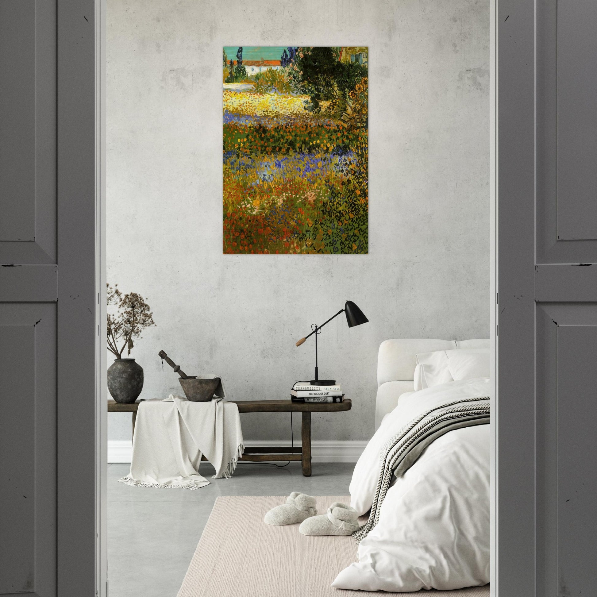 Flowering Garden - Vincent van Gogh Brushed Aluminum Print - 70x100 cm / 28x40 inches | Vincent van Gogh Aluminum Print | Vincent van Gogh Prints