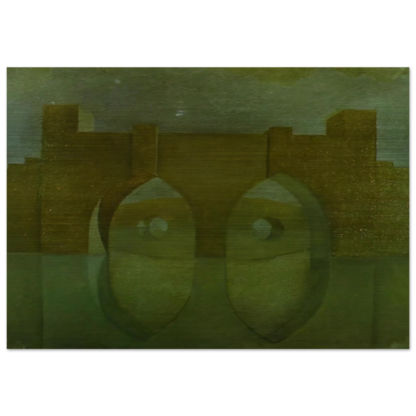 UNTITLED BRIDGE WITH REFLECTIONS SKETCH FOR A DUAL IMAGE PICTURE UNFINISHED - Salvador Dali Brushed Aluminum Print - 70x100 cm / 28x40 inches | Salvador Dali Aluminum Print | Salvador Dali Prints