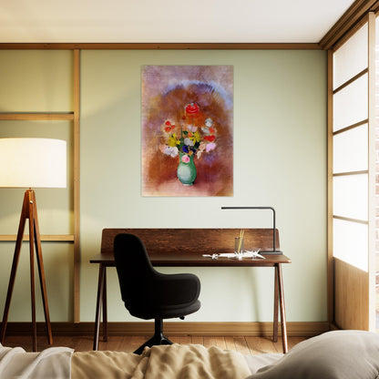 POPPIES IN A VASE - Odilon Redon Brushed Aluminum Print - 70x100 cm / 28x40 inches | Odilon Redon Aluminum Print | Odilon Redon Prints