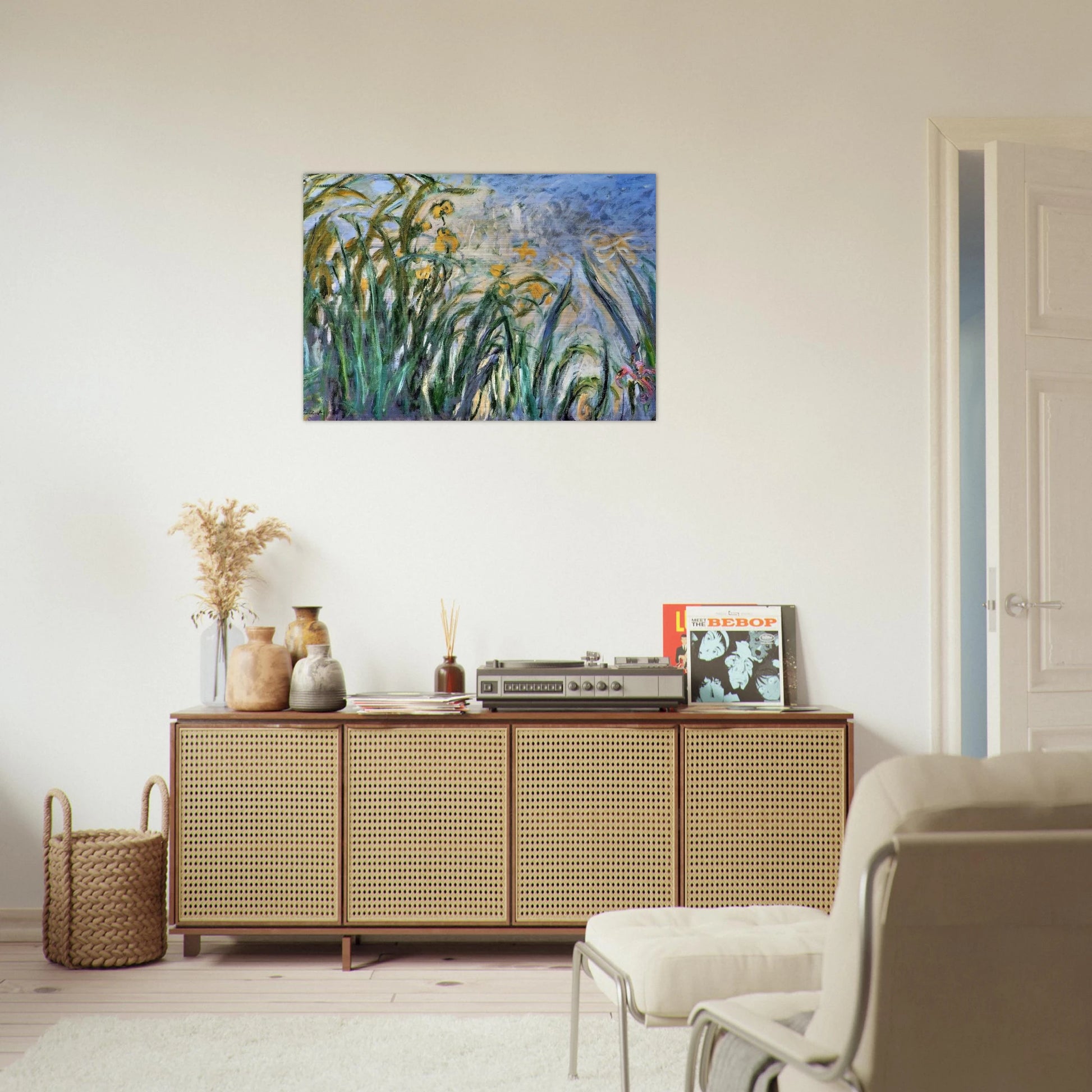 Yellow Irises and Malva - claude monet Brushed Aluminum Print - 70x100 cm / 28x40 inches | claude monet Aluminum Print | claude monet Prints