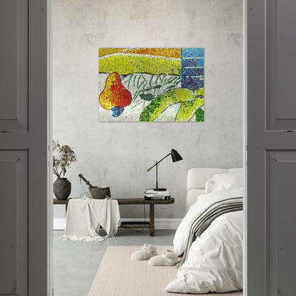 Caju e Bananas - Naïve Art Primitivism - Aldemir Martins Brushed Aluminum Print - 70x100 cm / 28x40 inches | Aldemir Martins Aluminum Print | Aldemir Martins Prints