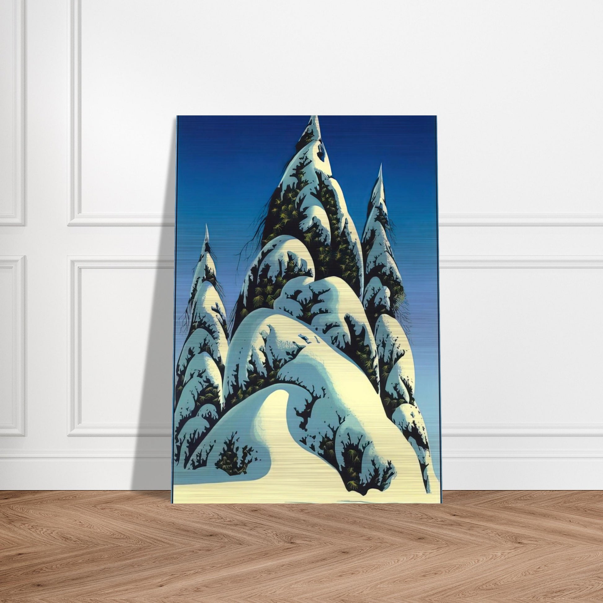New Fallen Snow - Eyvind Earle Brushed Aluminum Print - 70x100 cm / 28x40 inches | Eyvind Earle Aluminum Print | Eyvind Earle Prints