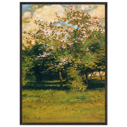 Blossoming Trees - Childe Hassam 70x100 cm / 28x40 inches Framed Art Print – Black Wooden Frame