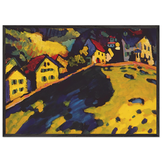 HOUSES AT MURNAU 1909 - Wassily Kandinsky 70x100 cm / 28x40 inches Framed Art Print – Black Wooden Frame