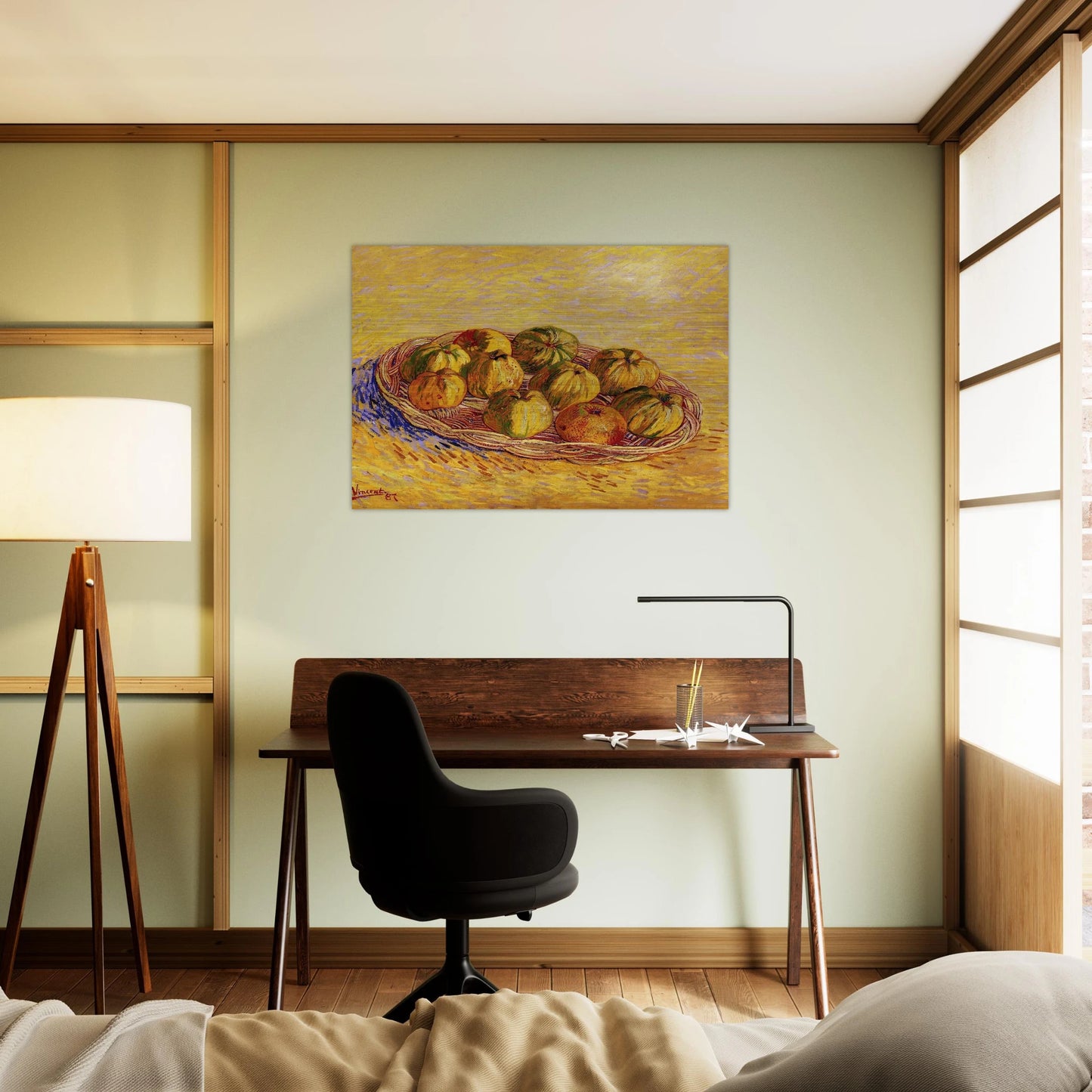 Still Life with Basket of Apples - Vincent van Gogh Brushed Aluminum Print - 70x100 cm / 28x40 inches | Vincent van Gogh Aluminum Print | Vincent van Gogh Prints