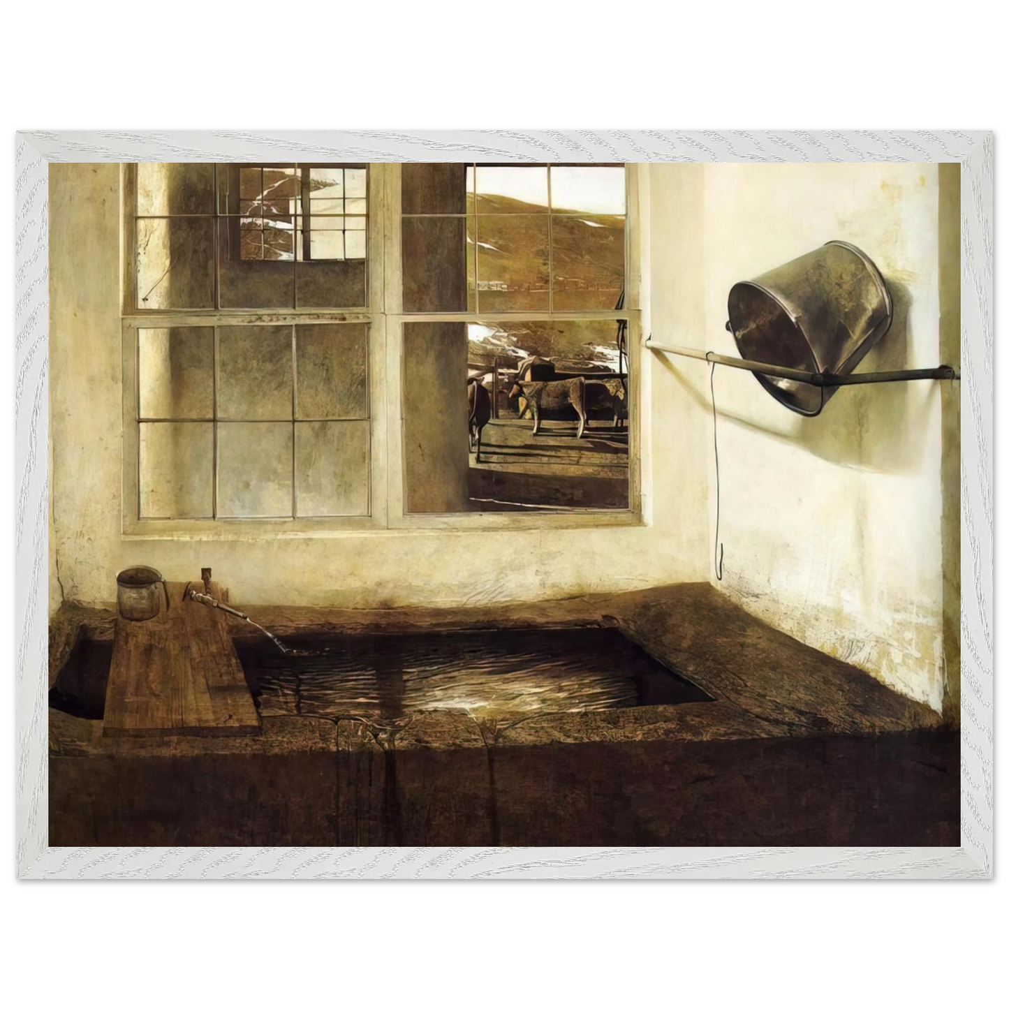 Andrew Wyeth - SPRING FED Wall Art - 60x80 cm / 24x32 inches - Premium Wooden Framed Poster With Fine Art Paper-canvas - White frame