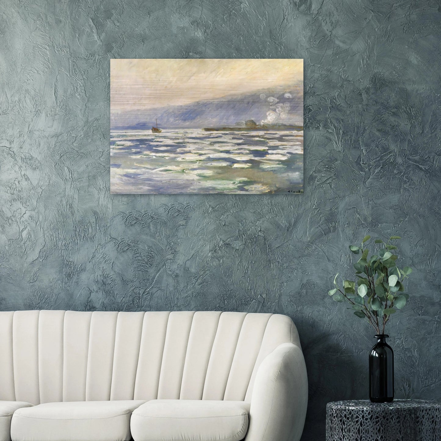 Ice, Lock Port Villez - claude monet Brushed Aluminum Print - 70x100 cm / 28x40 inches | claude monet Aluminum Print | claude monet Prints