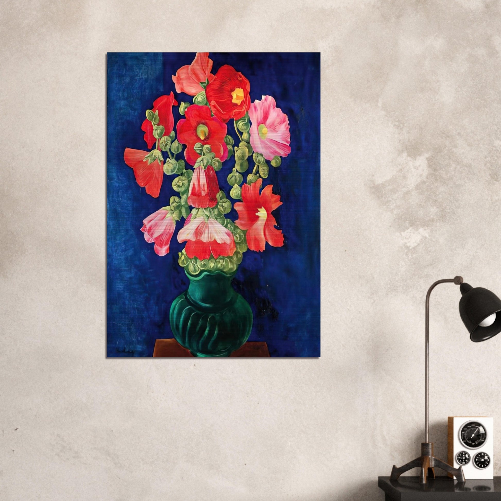 HOLLYHOCKS 1939 - Moise Kisling Brushed Aluminum Print - 70x100 cm / 28x40 inches | Moise Kisling Aluminum Print | Moise Kisling Prints