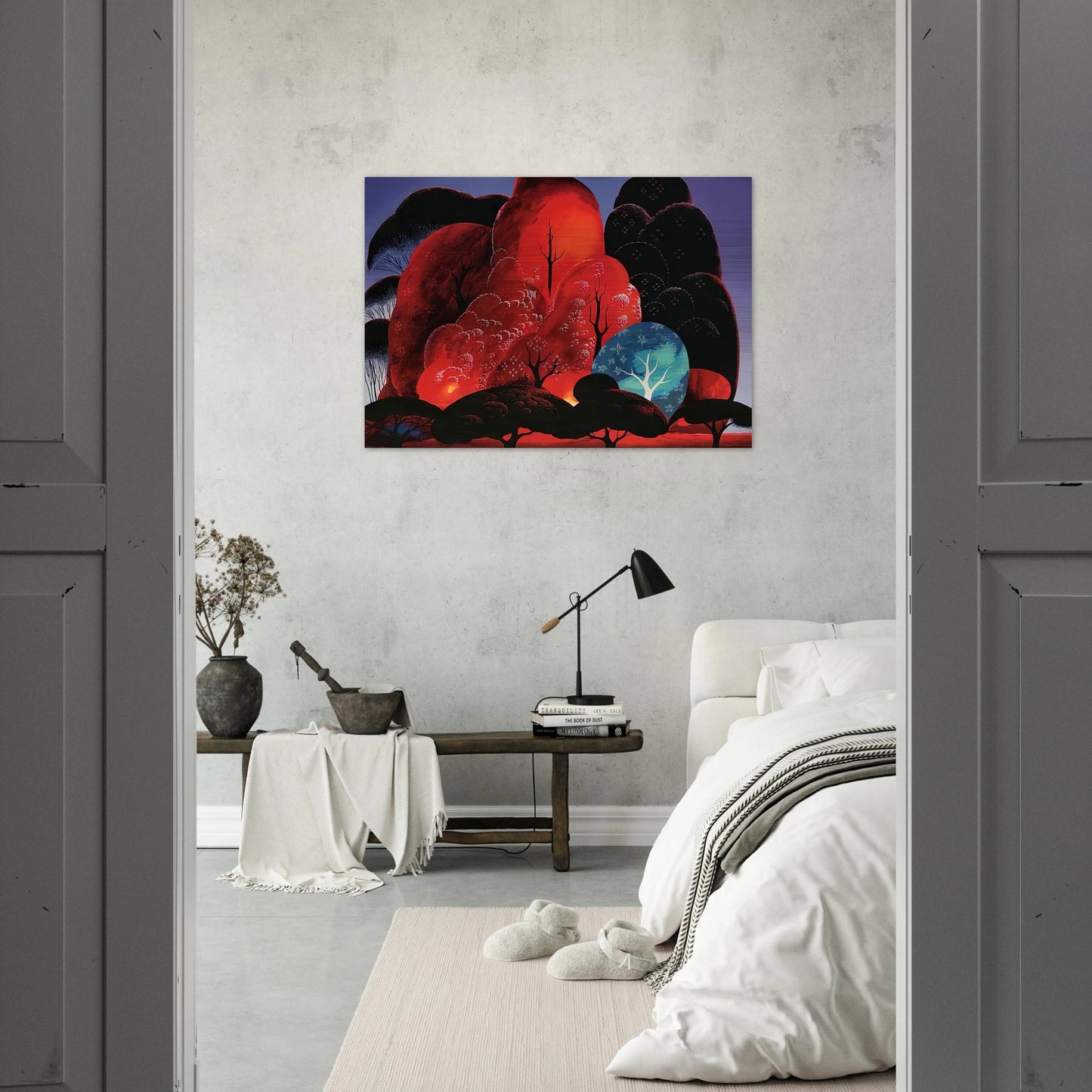 Blazing Glory - Eyvind Earle Brushed Aluminum Print - 70x100 cm / 28x40 inches | Eyvind Earle Aluminum Print | Eyvind Earle Prints