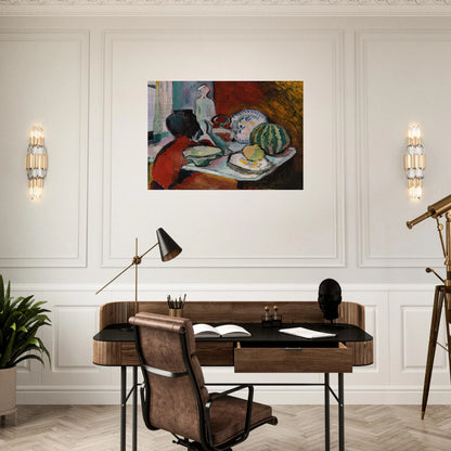 DISHES AND MELON 1907 - Henri Matisse Brushed Aluminum Print - 70x100 cm / 28x40 inches | Henri Matisse Aluminum Print | Henri Matisse Prints
