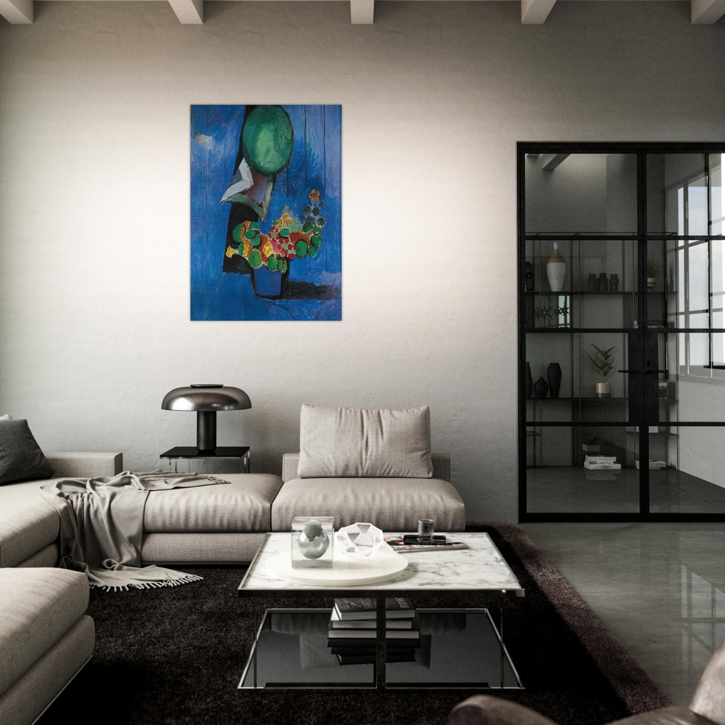FLOWERS AND CERAMIC PLATE 1913 - Henri Matisse Brushed Aluminum Print - 70x100 cm / 28x40 inches | Henri Matisse Aluminum Print | Henri Matisse Prints