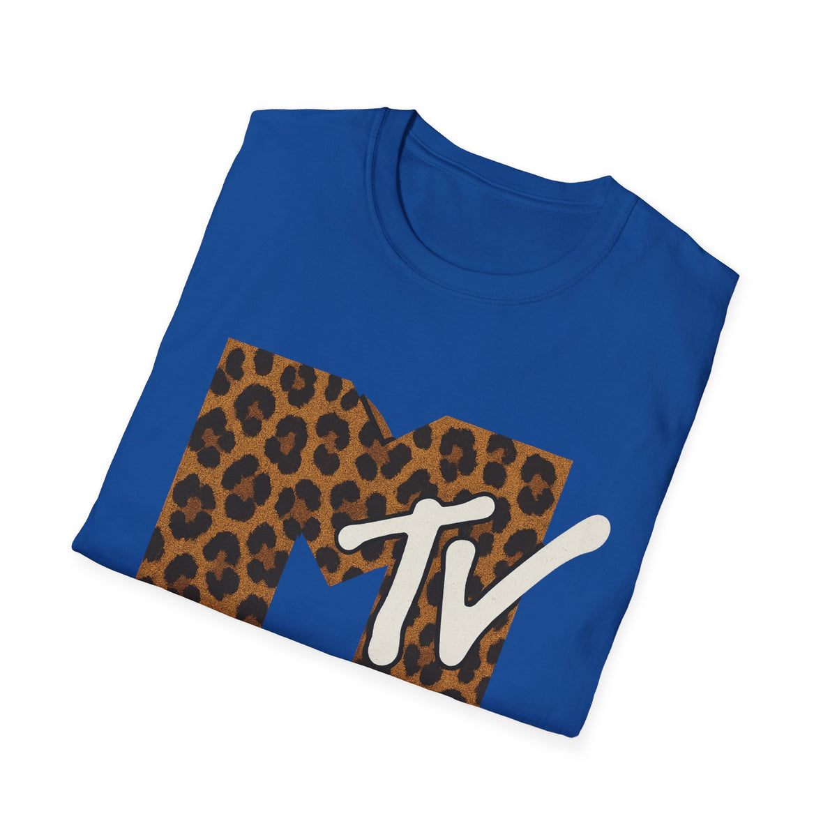 Vintage MTV T-Shirt mit Leopardenmuster, Retro-Musik- und Fernseh-Look der 80er und 90er Jahre, Unisex-Rock-Shirt mit Tiermotiv