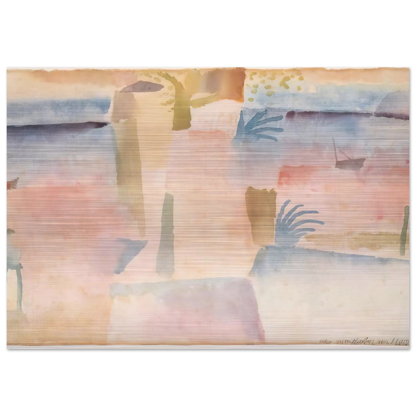 VIEW TOWARDS THE PORT OF HAMMAMET 1914 - Paul Klee Brushed Aluminum Print - 70x100 cm / 28x40 inches | Paul Klee Aluminum Print | Paul Klee Prints