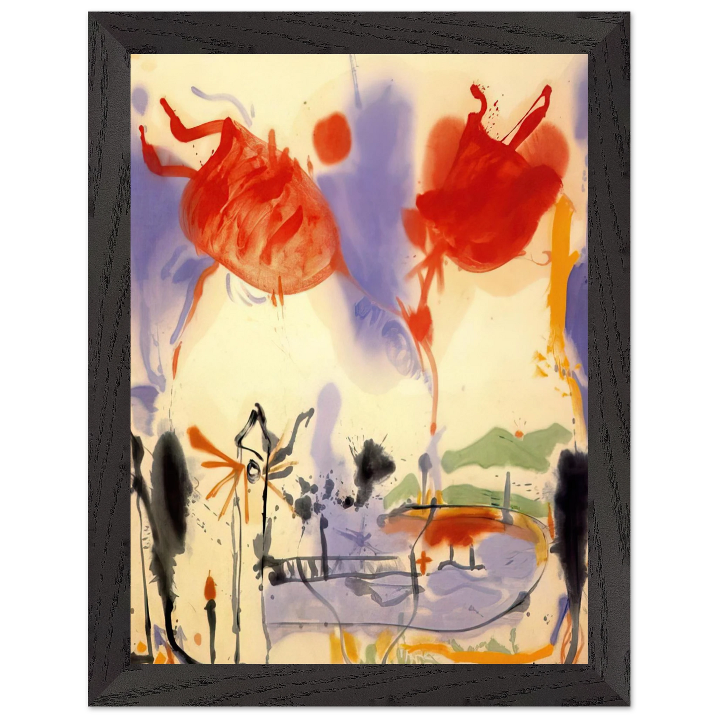 Helen Frankenthaler - Round Trip - 1957 Wall art - 15x20 cm / 6x8 inches - Premium Wooden Framed Poster With Fine Art Paper-canvas - Wood frame