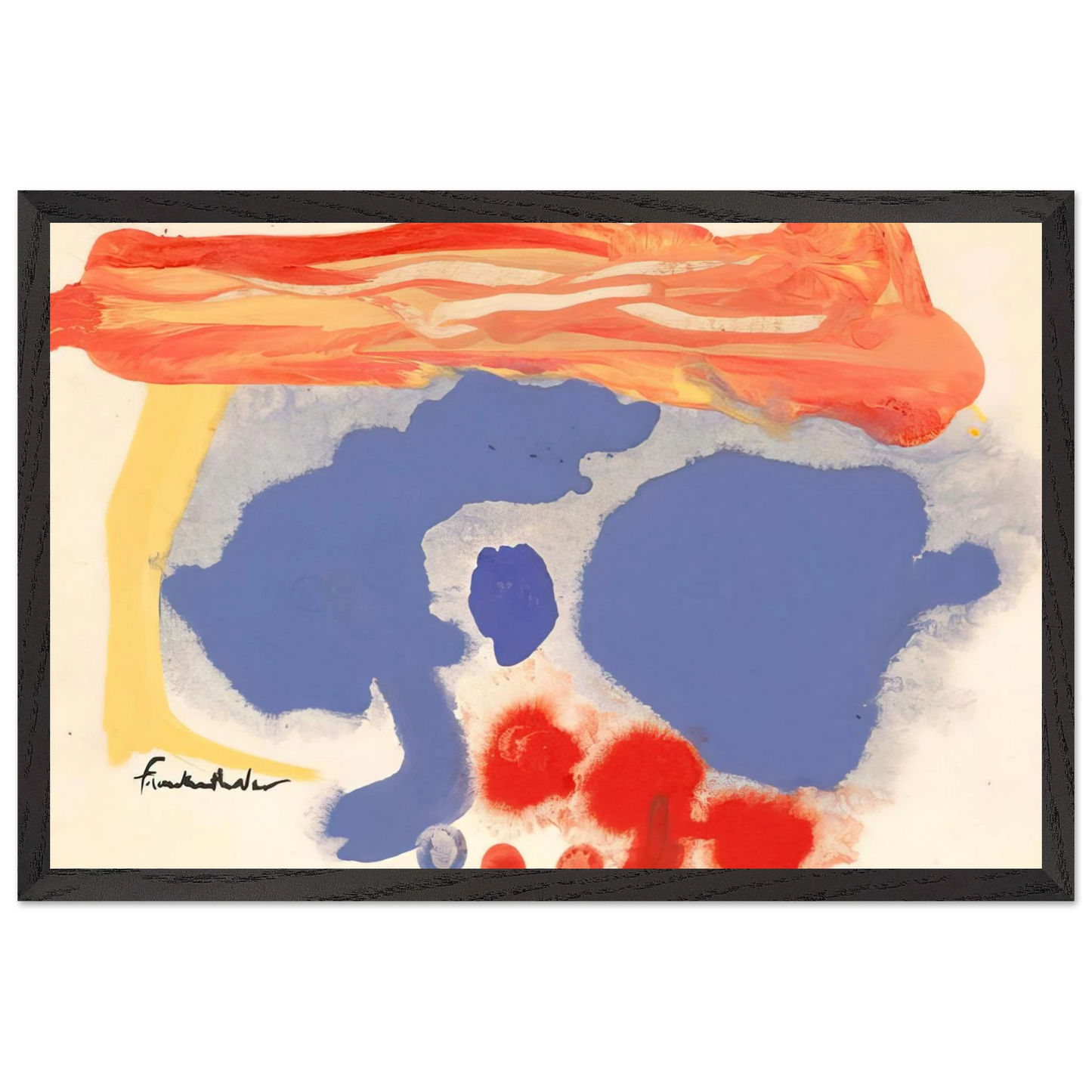 Helen Frankenthaler - Summerscene, Provincetown - 1961 Wall art - 21x29.7 cm / 8x12" - Premium Wooden Framed Poster With Fine Art Paper-canvas - Wood frame