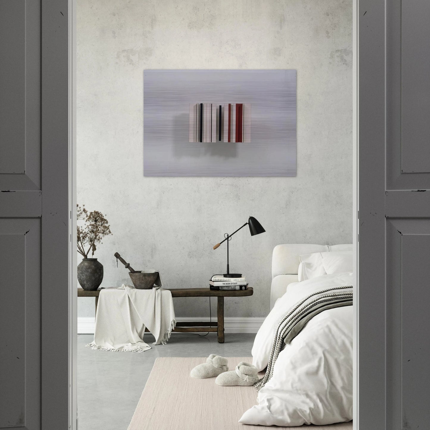 Relief Construction in White, Black and Maroon - 1963 - Victor Pasmore Brushed Aluminum Print - 70x100 cm / 28x40 inches | Victor Pasmore Aluminum Print | Victor Pasmore Prints