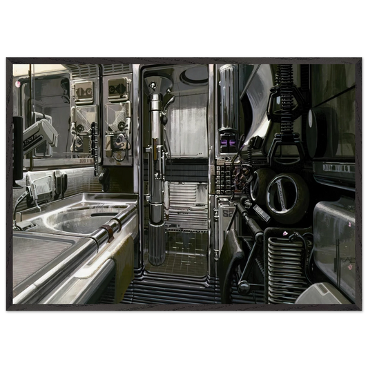 Syd Mead N16 - Syd Mead 70x100 cm / 28x40 inches Framed Art Print – Black Wooden Frame