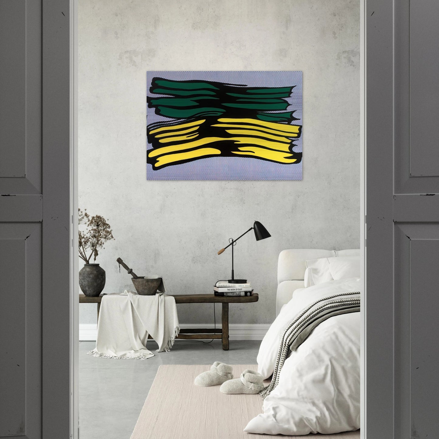 YELLOW AND GREEN BRUSHSTROKES 1966 0 - Roy Lichtenstein Brushed Aluminum Print - 70x100 cm / 28x40 inches | Roy Lichtenstein Aluminum Print | Roy Lichtenstein Prints