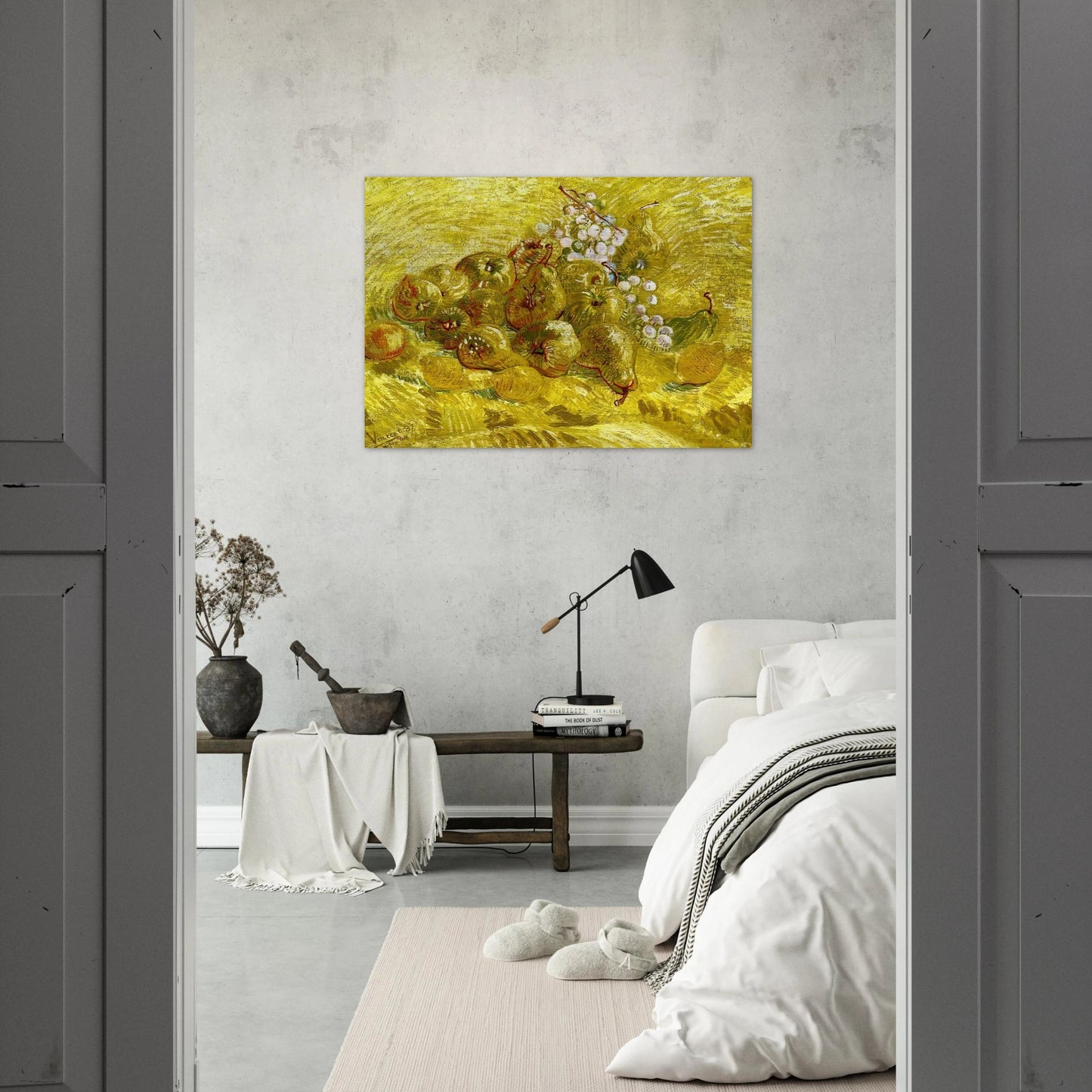 Still life with grapes,pears and lemons - Vincent van Gogh Brushed Aluminum Print - 70x100 cm / 28x40 inches | Vincent van Gogh Aluminum Print | Vincent van Gogh Prints