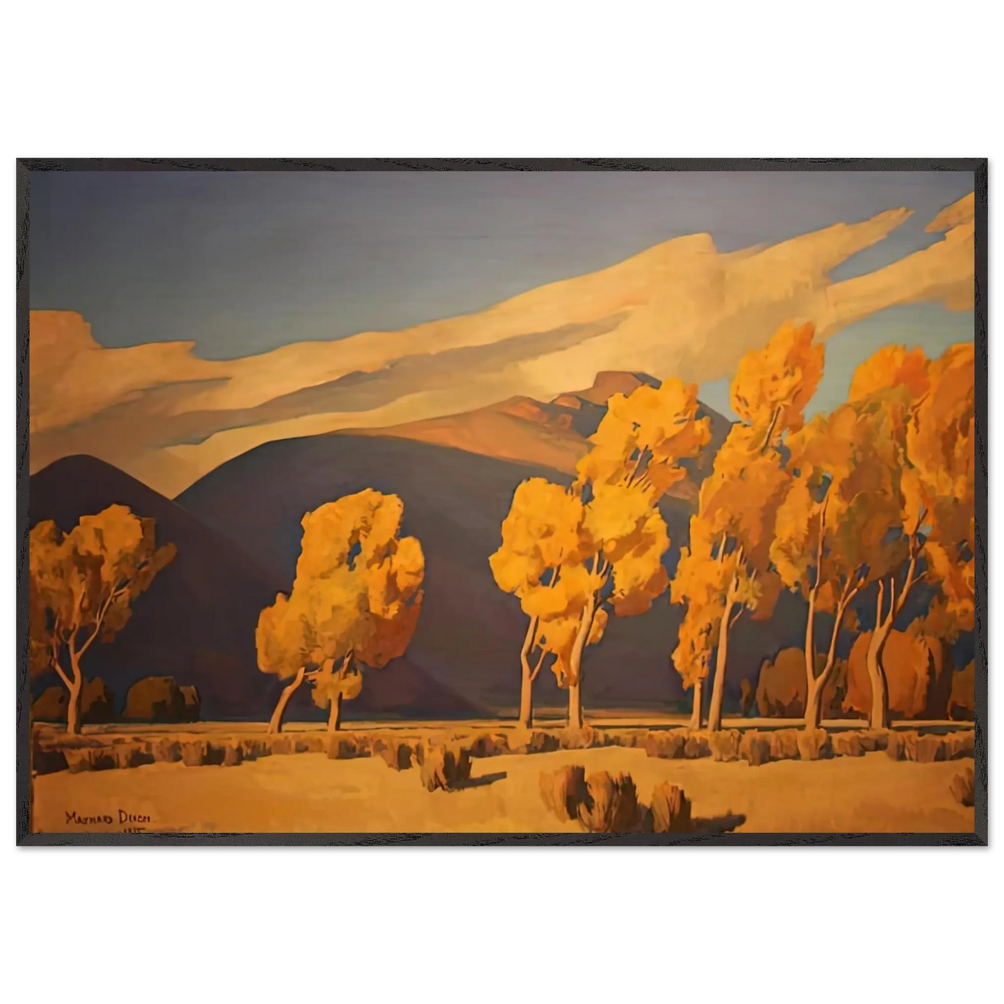 Maynard Dixon - NOVEMBER IN NEVADA 1935 Wall art - 13x18 cm / 5x7 Inches - Premium Wooden Framed Poster With Fine Art Paper - White frame