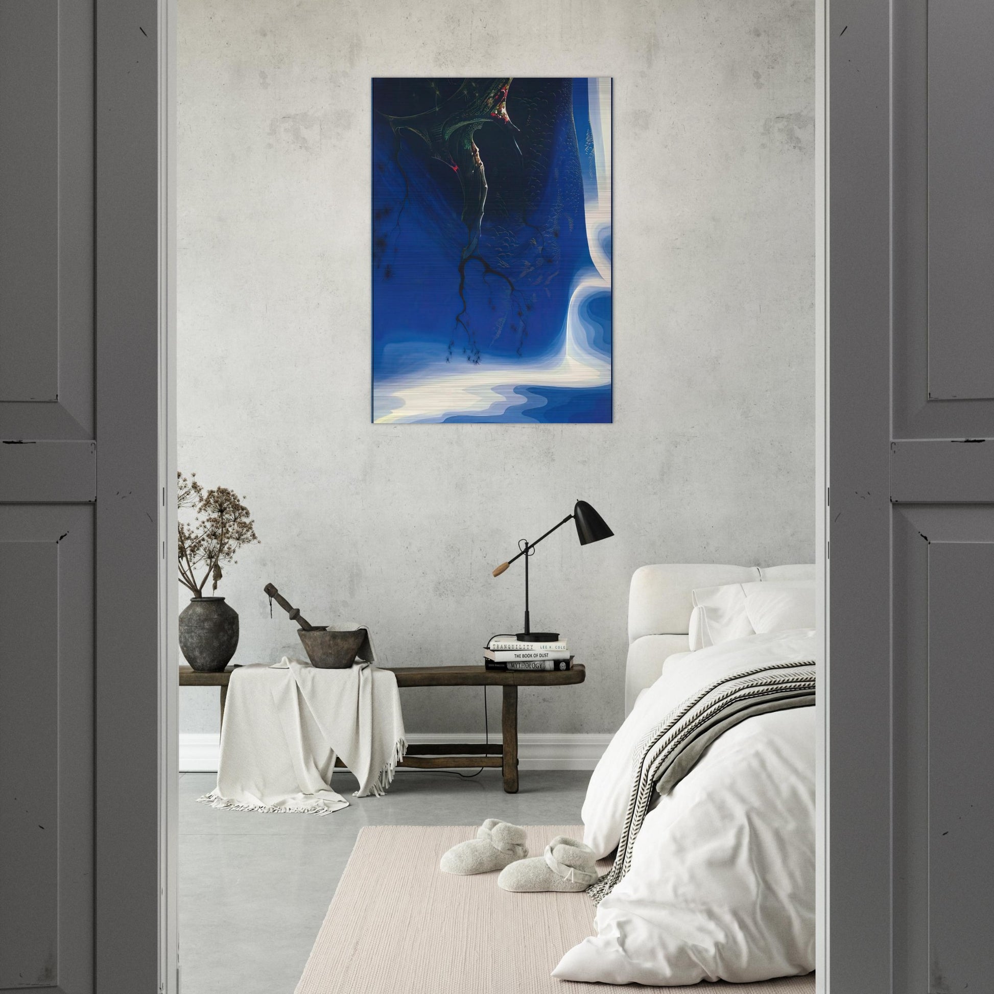 Blue Purple Mist - Eyvind Earle Brushed Aluminum Print - 70x100 cm / 28x40 inches | Eyvind Earle Aluminum Print | Eyvind Earle Prints