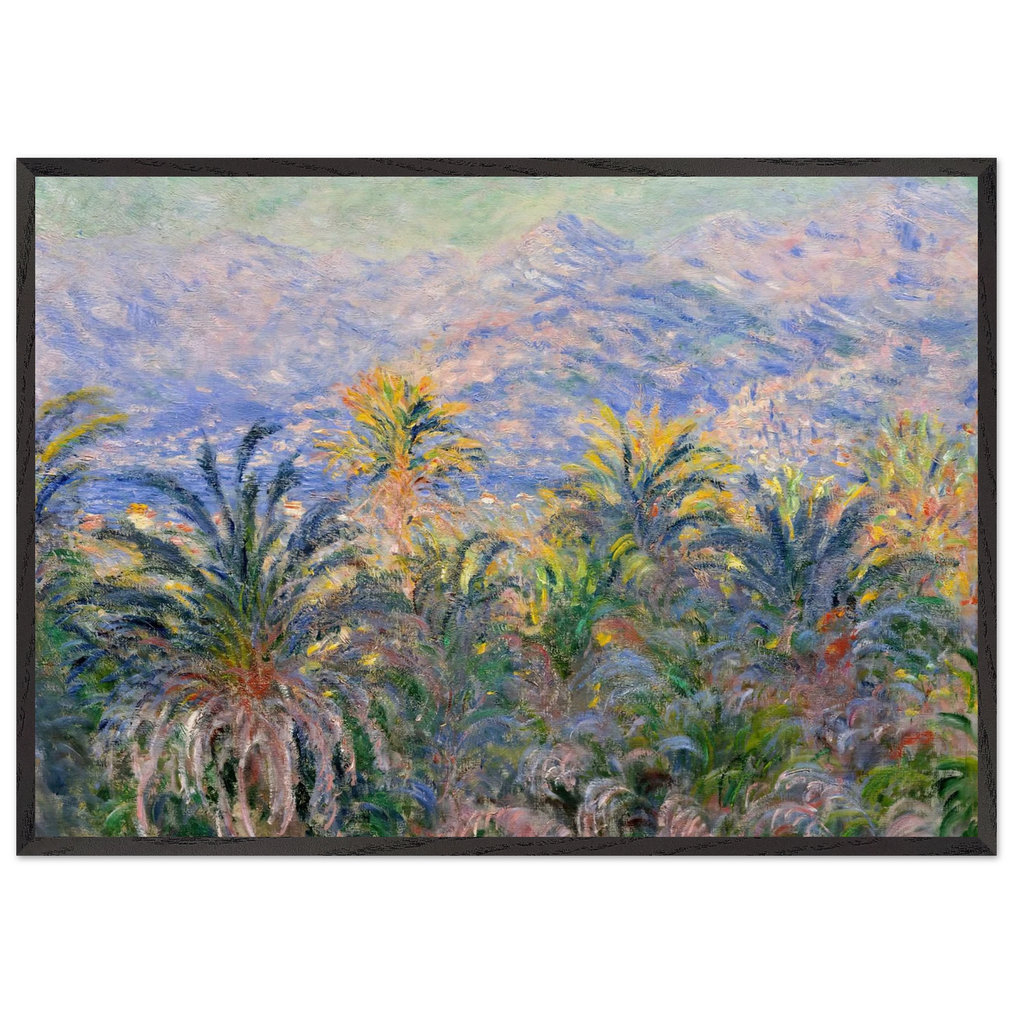 Palm Trees at Bordighera - claude monet 70x100 cm / 28x40 inches Framed Art Print – Black Wooden Frame
