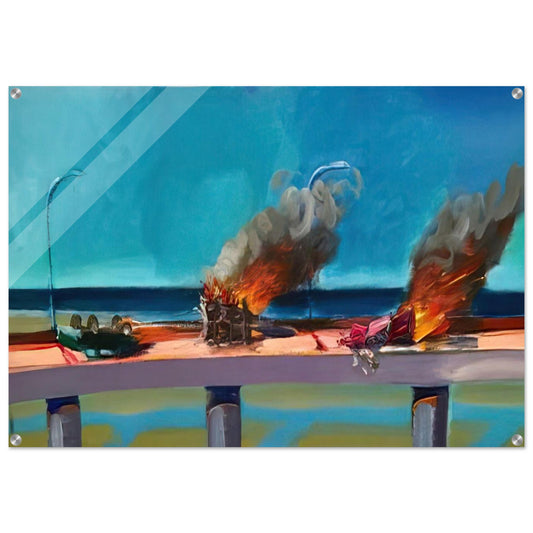 Longo Crash - 1982 - Carlos Almaraz Acrylic Print - 70x100 cm / 28x40″ inches | Carlos Almaraz Wall Art | Carlos Almaraz Prints